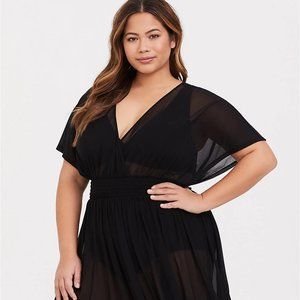 Black Mesh Dolman Dress Swim Cover Up BNWOT